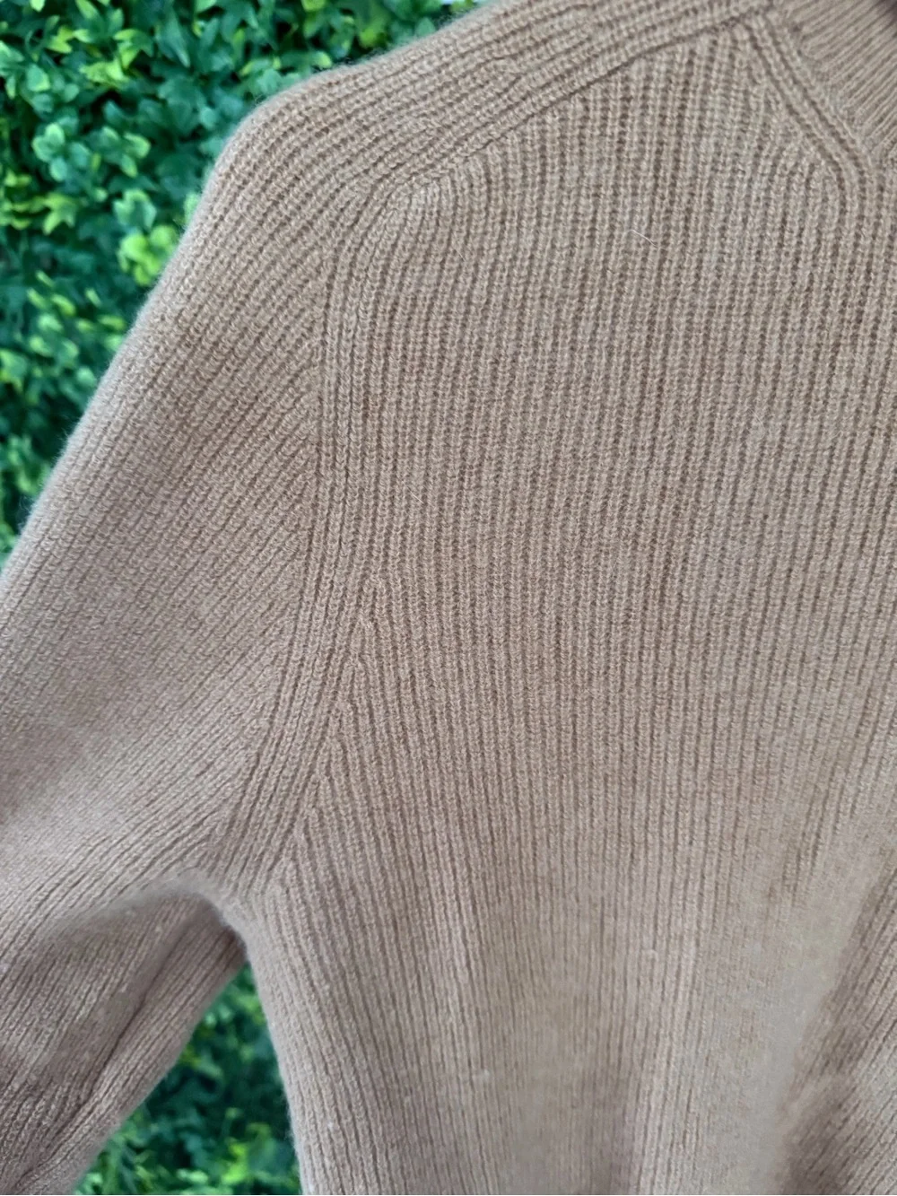 Ann Taylor 100% Cashmere Turtleneck Sweater Camel Tan Size L